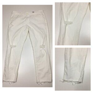 AG ADRIANO GOLDSCHMIED White Distressed Raw Edge Hem Jeans
